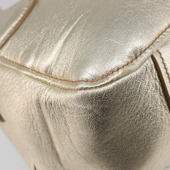Miu Miu Hand Bag Leather Champagne Gold Gold Tone Auth 167627V