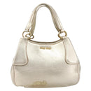 Miu Miu Hand Bag Leather Champagne Gold Gold Tone Auth 167627V-13