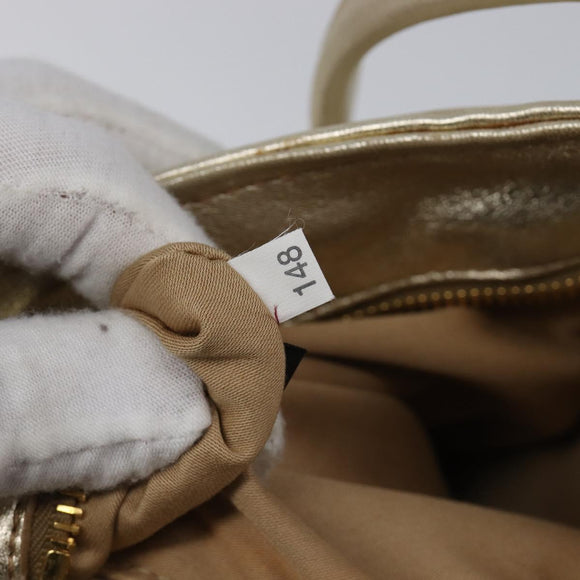 Miu Miu Hand Bag Leather Champagne Gold Gold Tone Auth 167627V