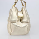 Miu Miu Hand Bag Leather Champagne Gold Gold Tone Auth 167627V-4