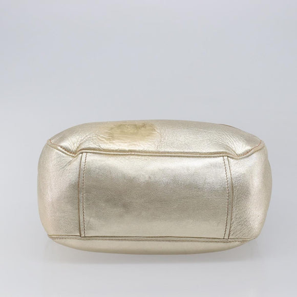 Miu Miu Hand Bag Leather Champagne Gold Gold Tone Auth 167627V