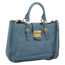 Miu Miu Hand Bag Leather 2way Blue Gold Tone Auth 167628V-1