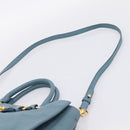 Miu Miu Hand Bag Leather 2way Blue Gold Tone Auth 167628V-10