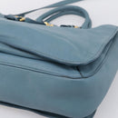 Miu Miu Hand Bag Leather 2way Blue Gold Tone Auth 167628V-14