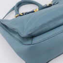 Miu Miu Hand Bag Leather 2way Blue Gold Tone Auth 167628V-15