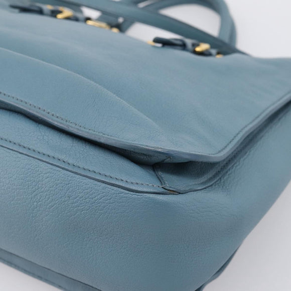 Miu Miu Hand Bag Leather 2way Blue Gold Tone Auth 167628V