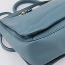 Miu Miu Hand Bag Leather 2way Blue Gold Tone Auth 167628V-17