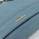 Miu Miu Hand Bag Leather 2way Blue Gold Tone Auth 167628V-18