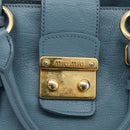 Miu Miu Hand Bag Leather 2way Blue Gold Tone Auth 167628V-19