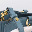 Miu Miu Hand Bag Leather 2way Blue Gold Tone Auth 167628V-20
