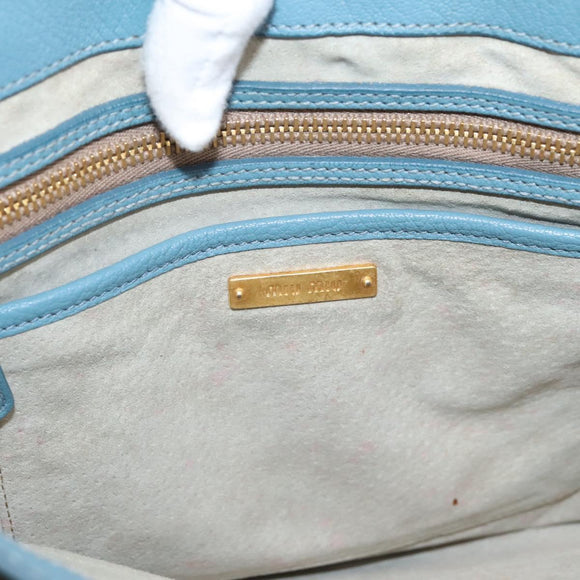 Miu Miu Hand Bag Leather 2way Blue Gold Tone Auth 167628V