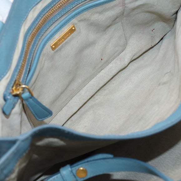 Miu Miu Hand Bag Leather 2way Blue Gold Tone Auth 167628V