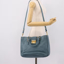 Miu Miu Hand Bag Leather 2way Blue Gold Tone Auth 167628V-29