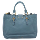 Miu Miu Hand Bag Leather 2way Blue Gold Tone Auth 167628V-2