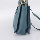 Miu Miu Hand Bag Leather 2way Blue Gold Tone Auth 167628V-3