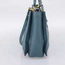 Miu Miu Hand Bag Leather 2way Blue Gold Tone Auth 167628V-4