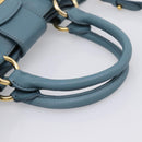 Miu Miu Hand Bag Leather 2way Blue Gold Tone Auth 167628V-7