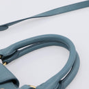 Miu Miu Hand Bag Leather 2way Blue Gold Tone Auth 167628V-8
