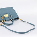 Miu Miu Hand Bag Leather 2way Blue Gold Tone Auth 167628V-9