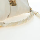 Miu Miu Matelasse Hand Bag Leather 2way White Gold Tone Auth 167629V-8