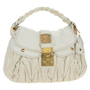 Miu Miu Matelasse Hand Bag Leather 2way White Gold Tone Auth 167629V-13