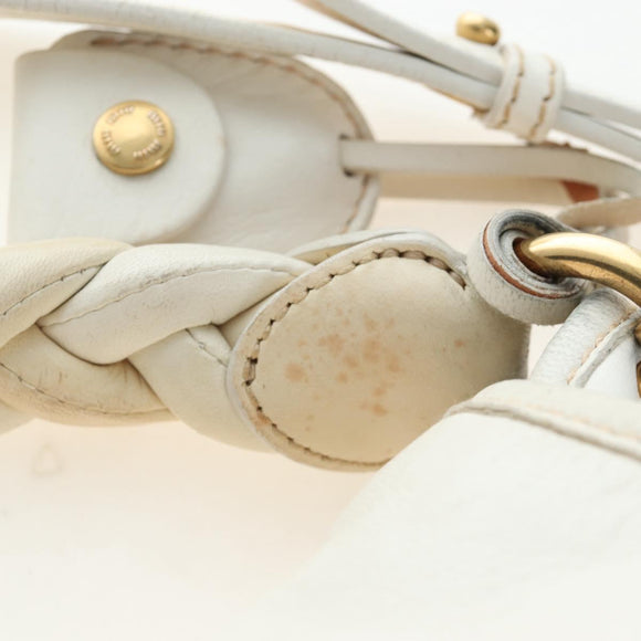 Miu Miu Matelasse Hand Bag Leather 2way White Gold Tone Auth 167629V