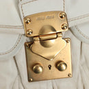Miu Miu Matelasse Hand Bag Leather 2way White Gold Tone Auth 167629V-33