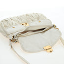 Miu Miu Matelasse Hand Bag Leather 2way White Gold Tone Auth 167629V-35