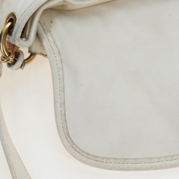 Miu Miu Matelasse Hand Bag Leather 2way White Gold Tone Auth 167629V