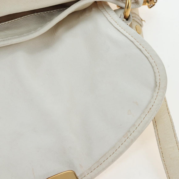 Miu Miu Matelasse Hand Bag Leather 2way White Gold Tone Auth 167629V