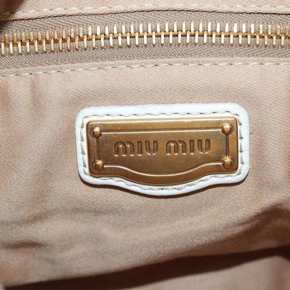Miu Miu Matelasse Hand Bag Leather 2way White Gold Tone Auth 167629V