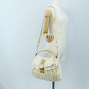 Miu Miu Matelasse Hand Bag Leather 2way White Gold Tone Auth 167629V-48