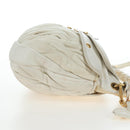 Miu Miu Matelasse Hand Bag Leather 2way White Gold Tone Auth 167629V-6