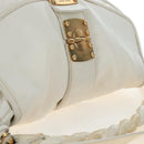 Miu Miu Matelasse Hand Bag Leather 2way White Gold Tone Auth 167629V-15