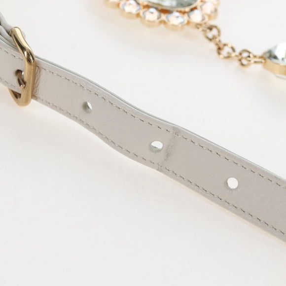 Miu Miu Matelasse Nappa Crystal Hand Bag Leather 2way White Gold Auth 167631M
