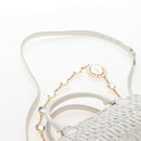 Miu Miu Matelasse Nappa Crystal Hand Bag Leather 2way White Gold Auth 167631M-21