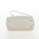 Miu Miu Matelasse Nappa Crystal Hand Bag Leather 2way White Gold Auth 167631M-5