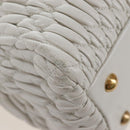 Miu Miu Matelasse Nappa Crystal Hand Bag Leather 2way White Gold Auth 167631M-22