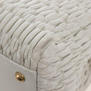 Miu Miu Matelasse Nappa Crystal Hand Bag Leather 2way White Gold Auth 167631M-23