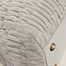 Miu Miu Matelasse Nappa Crystal Hand Bag Leather 2way White Gold Auth 167631M-24