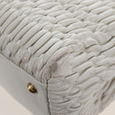 Miu Miu Matelasse Nappa Crystal Hand Bag Leather 2way White Gold Auth 167631M-25