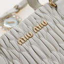 Miu Miu Matelasse Nappa Crystal Hand Bag Leather 2way White Gold Auth 167631M-26
