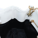 Miu Miu Matelasse Nappa Crystal Hand Bag Leather 2way White Gold Auth 167631M-29