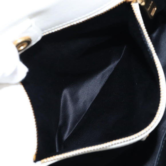 Miu Miu Matelasse Nappa Crystal Hand Bag Leather 2way White Gold Auth 167631M