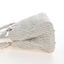 Miu Miu Matelasse Nappa Crystal Hand Bag Leather 2way White Gold Auth 167631M-3
