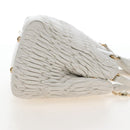 Miu Miu Matelasse Nappa Crystal Hand Bag Leather 2way White Gold Auth 167631M-4