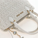 Miu Miu Matelasse Nappa Crystal Hand Bag Leather 2way White Gold Auth 167631M-6