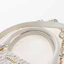 Miu Miu Matelasse Nappa Crystal Hand Bag Leather 2way White Gold Auth 167631M-14