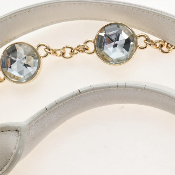Miu Miu Matelasse Nappa Crystal Hand Bag Leather 2way White Gold Auth 167631M