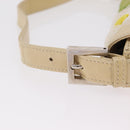 FENDI Flower Mamma Baguette Shoulder Bag Leather Beige Silver Auth 167634SAM-16